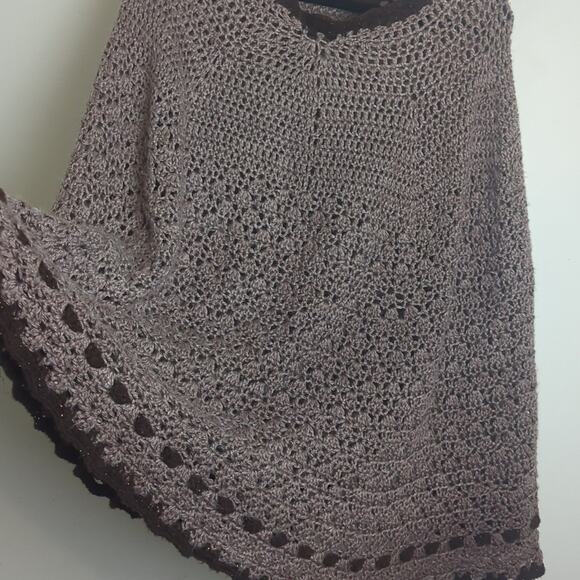 Vintage Granola Girl Goblincore Soft Open Knit Long Poncho Medium - Picture 7 of 8